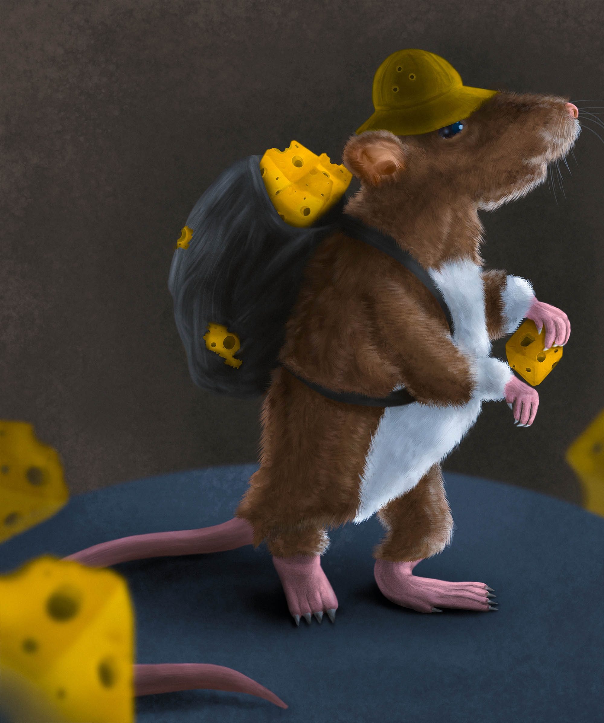 Rat with backpack — digital painting