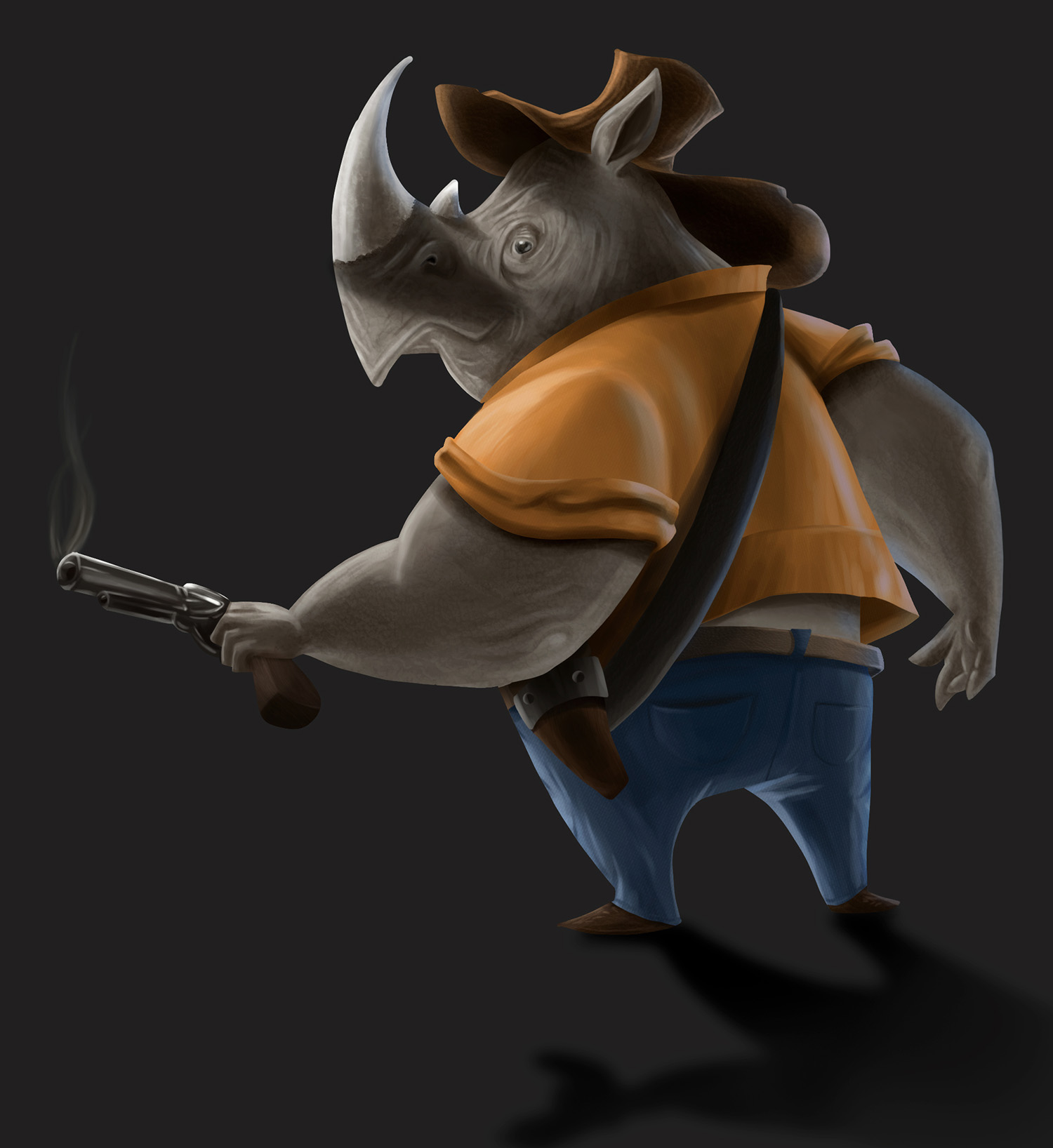 Rhino cowboy — digital painting