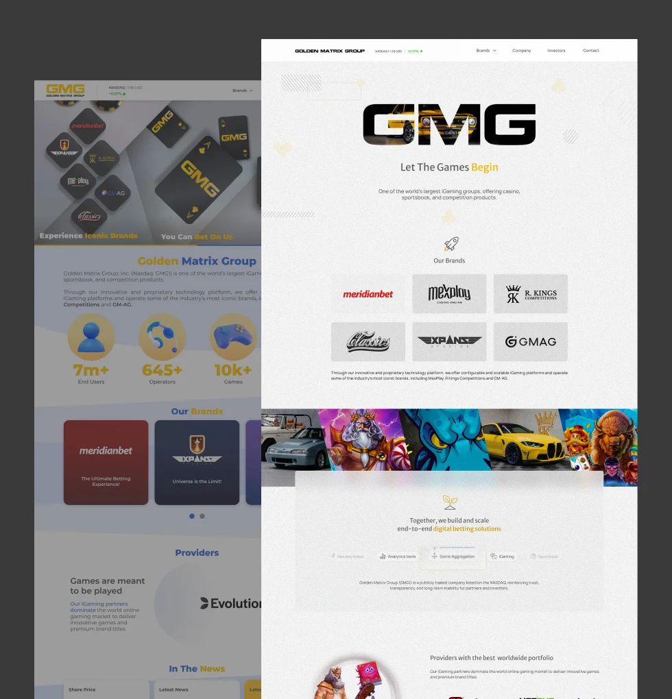 Golden Matrix Group UX/UI